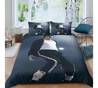 WXLWHR Michael Jackson Duvet Cover Set Soft Microfiber 3 Piece 3D Printed Bedding Sets Michael Jackson Quilt Covers with Pillow Cases for Kids Girls Teens Adults Double（200x200cm）