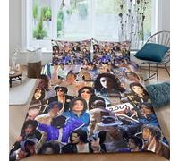 WXLWHR Michael Jackson Duvet Cover Set Soft Microfiber 3 Piece 3D Printed Bedding Sets Michael Jackson Quilt Covers with Pillowcase for Kids Teens Adults Double（200x200cm）