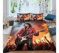 WXLWHR Michael Jackson Duvet Cover Set Soft Microfiber 3 Piece 3D Printed Bedding Sets Michael Jackson Quilt Covers with Pillow Cases for Kids Girls Teens Adults Double（200x200cm）