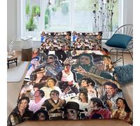 WXLWHR Michael Jackson Duvet Cover Set Soft Microfiber 3 Piece 3D Printed Bedding Sets Michael Jackson Quilt Covers with Pillowcase for Kids Adults Double(200x200cm)