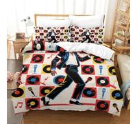 WXLWHR Michael Jackson Duvet Cover Set Soft Polyester 3 Piece 3D Printed Bedding Set Michael Jackson Duvet Cover with Pillow Cases For Boys/Girls Kids Single（140x200cm）