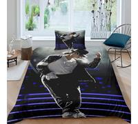 WXLWHR Michael Jackson Duvet Cover Set Soft Polyester 3 Piece 3D Printed Bedding Set Michael Jackson Duvet Cover with Pillowcase for Kids Teens Adults Single（135x200cm）