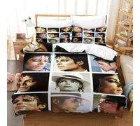 WXLWHR Michael Jackson Duvet Cover Set Soft Polyester 3 Piece 3D Printed Bedding Set Michael Jackson Comforter Cover with Pillowcase for Kids Boys Teens Single（140x200cm）