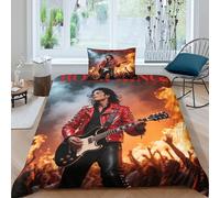 WXLWHR Michael Jackson Duvet Cover Set Soft Polyester 3 Piece 3D Printed Bedding Set Michael Jackson Duvet Cover with Pillow Cases for Kids Teens Adults Single（135x200cm）