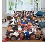 WXLWHR Michael Jackson Duvet Cover Set Soft Polyester 3 Piece 3D Printed Bedding Set Michael Jackson Duvet Cover with Pillow Cases For Teenage Boys Double（200x200cm）