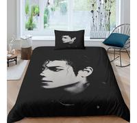 WXLWHR Michael Jackson Duvet Cover Sets Soft Polyester 3 Piece 3D Printed Bedding Set Michael Jackson Duvet Cover with Pillow Cases for Kids Teens Adults Single（135x200cm）