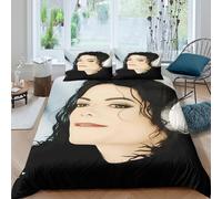 WXLWHR Michael Jackson Duvet Cover Sets Soft Polyester 3 Piece 3D Printed Bedding Set Michael Jackson Comforter Cover with Pillowcase For Boys/Girls Kids King（220x240cm）