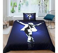 WXLWHR Michael Jackson Duvet Cover Sets Soft Polyester 3 Piece 3D Printed Bedding Set Michael Jackson Duvet Cover with Pillow Cases for Kids Girls Teens Adults Single（135x200cm）