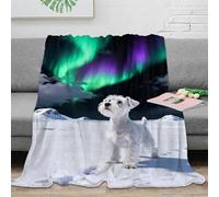 WXLWHR Miniature Schnauzer Fleece Throw Blanket, Super Soft & Cosy Flannel, Aurora Snowfield Blanket, for Bed And Sofa Creative Gift for Her Or Him 40x50inch(100x130cm)
