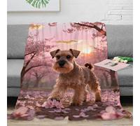 WXLWHR Miniature Schnauzer Fleece Throw Blanket, Super Soft & Cosy Flannel, Cherry Blossom Blanket, for Bed And Sofa Creative Gift For Women/Men 40x50inch(100x130cm)