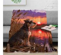WXLWHR Miniature Schnauzer Fleece Throw Blanket, Super Soft & Cosy Flannel, Reed Marsh Blanket, For Sofa/Couch, Bed For Adults/Kids 50x60inch(127x152cm)