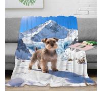 WXLWHR Miniature Schnauzer Fleece Throw Blanket, Super Soft & Cosy Flannel, Snowy Mountain Blanket, For Sofa/Couch, Bed Creative Gift For Adults/Kids 60x80inch(150x200cm)