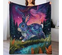 WXLWHR Netherland Dwarf Rabbit Fleece Throw Blanket for Couch Sofa Bed All Season Forest Nebula Pattern Blanket Soft Warm Cozy Flannel Creative Gift for Kids Teens Adults 60x80inch(150x200cm)