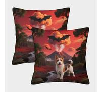 WXLWHR Norfolk Terrier Cushion Covers Set of 2, Premium Polyester Throw Pillow Covers with Hidden Zipper, Premium Decorative Throw Pillow Cases, for Living Room Bedroom Sofa Chair 40x40cm
