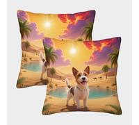WXLWHR Norfolk Terrier Cushion Covers Set of 2, Premium Polyester Throw Pillow Covers with Hidden Zipper, Premium Decorative Throw Pillow Cases, for Living Room Bedroom Sofa Chair 40x40cm