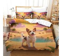 WXLWHR Norfolk Terrier Duvet Cover Set 3D Dog Desert Oasis Print Bedding Set Soft Microfiber Comforter Cover with Zipper & Pillow Cases For Teenage Boys Super King（260x220cm）