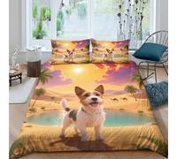 WXLWHR Norfolk Terrier Duvet Cover Set 3D Dog Desert Oasis Print Bedding Set Soft Microfiber Comforter Cover with Hidden Zipper & Pillowcase For Boys/Girls Kids King（220x240cm）