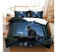 WXLWHR Norwegian Forest Cat Duvet Cover Set 3D Cat Bamboo Forest Print Bedding Set Soft Microfiber Comforter Cover with Hidden Zipper & Pillowcase For Teenage Boys Single（140x200cm）