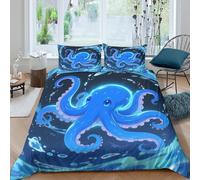 WXLWHR Octopus Duvet Cover Set Soft Polyester 3 Piece 3D Printed Bedding Set Cartoon Octopus Quilt Covers with Pillow Cases for Teens And Adults Double（200x200cm）