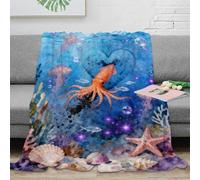 WXLWHR Octopus Fleece Throw Blanket, Super Soft & Cosy Flannel, Jellyfish Underwater Blanket, For Sofa/Couch, Bed Gifts for Her Or Him 60x80inch(150x200cm)
