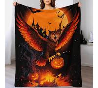 WXLWHR Owl Pumpkin Fleece Throw Blanket for Couch Sofa Bed All Season Halloween Pattern Blanket Soft Warm Cozy Flannel Gifts for Boys Girls 70x80inch(180x200cm)