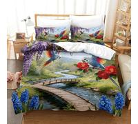 WXLWHR Parrot Duvet Cover Set 3D Wisteria Flowers Design Bedding Sets Ultra Soft Microfiber Comforter Cover with Zipper & Pillowcase for Kids Boys Teens Super King(260x220cm)