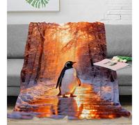WXLWHR Penguin Fleece Throw Blanket for Couch Sofa Bed All Season Snowfield Woods Print Blanket Fluffy Soft Cozy Flannel Creative Gift for Kids Teens Adults 80x90inch(200x230cm)