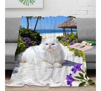 WXLWHR Persian Cat Fleece Throw Blanket for Couch Sofa Bed All Season Beach Plants Print Blanket Comfort Warmth Flannel Presents for Women Girls Birthday 60x80inch(150x200cm)