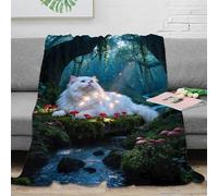 WXLWHR Persian Cat Fleece Throw Blanket for Couch Sofa Bed All Season Dense Forest Print Blanket Fluffy Soft Cozy Flannel Creative Gift for Her Or Him 70x80inch(180x200cm)