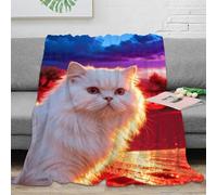 WXLWHR Persian Cat Fleece Throw Blanket for Couch Sofa Bed All Season Dunes Print Blanket Fluffy Soft Cozy Flannel Presents for Her Or Him 60x80inch(150x200cm)