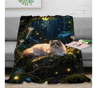 WXLWHR Persian Cat Fleece Throw Blanket for Couch Sofa Bed All Season Fantasy Jungle Print Blanket Fluffy Soft Cozy Flannel Unique Gift for Women Girls Birthday 50x60inch(127x152cm)