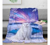 WXLWHR Persian Cat Fleece Throw Blanket for Couch Sofa Bed All Season Frozen Lake Print Blanket Fluffy Soft Cozy Flannel Presents for Women Girls Birthday 80x90inch(200x230cm)