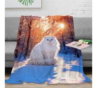WXLWHR Persian Cat Fleece Throw Blanket for Couch Sofa Bed All Season Snow-Covered Woods Print Blanket Fluffy Soft Cozy Flannel Unique Gift for Women Girls Birthday 80x90inch(200x230cm)