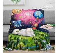 WXLWHR Persian Cat Fleece Throw Blanket, Super Soft & Cosy Flannel, Planet Nebula Blanket, for Bed And Sofa Gifts For Adults/Kids 80x90inch(200x230cm)