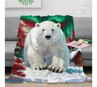 WXLWHR Polar Bear Fleece Throw Blanket for Couch Sofa Bed All Season Aurora Woods Print Blanket Fluffy Soft Cozy Flannel Unique Gift for Kids Teens Adults 60x80inch(150x200cm)