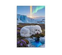 WXLWHR Poodle Canvas Wall Art Glacier Tundra Canvas Print Modern Decoration for Bedroom, Living Room, Or Kitchen 16x24inch(40x60cm)