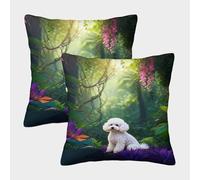 WXLWHR Poodle Cushion Cover Set of 2, Premium Polyester Throw Pillow Cover with Hidden Zipper, Premium Square Pillow Cases, for Living Room Bedroom Sofa Chair 40x40cm