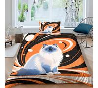 WXLWHR Ragdoll Cat Duvet Cover Set 3D Dreamy Geometry Print Bedding Set Soft Polyester Comforter Cover with Hidden Zipper & Pillowcase for Kids Adults Single(135x200cm)