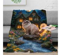WXLWHR Ragdoll Cat Fleece Throw Blanket for Couch Sofa Bed All Season Forest Cabin Print Blanket Fluffy Soft Cozy Flannel Creative Gift for Boys Girls 40x50inch(100x130cm)