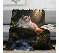 WXLWHR Ragdoll Cat Fleece Throw Blanket for Couch Sofa Bed All Season Forest Moss Print Blanket Fluffy Soft Cozy Flannel Gifts for Women Girls Birthday 60x80inch(150x200cm)