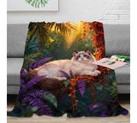 WXLWHR Ragdoll Cat Fleece Throw Blanket for Couch Sofa Bed All Season Jungle Print Blanket Fluffy Soft Cozy Flannel Presents for Her Or Him 80x90inch(200x230cm)