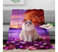 WXLWHR Ragdoll Cat Fleece Throw Blanket for Couch Sofa Bed All Season Maple Leaf Lake Print Blanket Fluffy Soft Cozy Flannel Gifts for Women Girls Birthday 60x80inch(150x200cm)