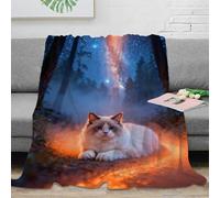 WXLWHR Ragdoll Cat Fleece Throw Blanket for Couch Sofa Bed All Season Starry Forest Print Blanket Fluffy Soft Cozy Flannel Presents for Boys Girls 60x80inch(150x200cm)