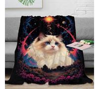WXLWHR Ragdoll Cat Fleece Throw Blanket for Couch Sofa Bed All Season Starry Sky Print Blanket Fluffy Soft Cozy Flannel for Boys Girls 40x50inch(100x130cm)