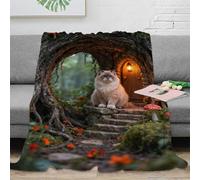 WXLWHR Ragdoll Cat Fleece Throw Blanket for Couch Sofa Bed All Season Treehouse Print Blanket Fluffy Soft Cozy Flannel Unique Gift for Women Girls Birthday 60x80inch(150x200cm)