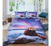 WXLWHR Red Panda Duvet Cover Set 3D Frozen Lake Pattern Bedding Set Soft Microfiber Quilt Cover with Zipper & Pillowcase for Kids Adults King（220x240cm）