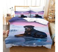 WXLWHR Rottweiler Bedding Set Frozen Lake Print Duvet Cover Set Soft Microfiber Duvet Cover with Pillowcase for Girls Boys Teens Adults Double（200x200cm）