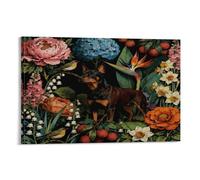 WXLWHR Rottweiler Canvas Wall Art Flowers Printed on Canvas Modern for Living Room And Bedroom Decor Gift 08x12inch(20x30cm)