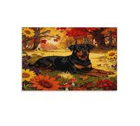 WXLWHR Rottweiler Canvas Wall Art Late Autumn Woods Printed on Canvas Modern for Living Room And Bedroom Wall Decor Gift 20x30inch(50x75cm)