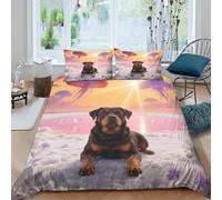 WXLWHR Rottweiler Duvet Cover Set 3D Dog Jellyfish Print Bedding Set Soft Microfiber Duvet Cover with Zipper & Pillow Cases for Kids Teens Adults King(220x240cm)